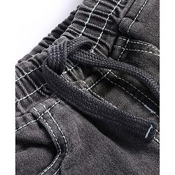 Babyhug Full Length Washed Denim Joggers With Stretch - Grey