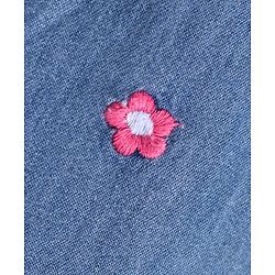 Babyhug Full Length Denim Jeans With Floral Embroidery & Bow Applique - Blue