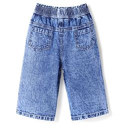 Babyhug Ankle Length Washed Culottes with Strawberry Print - Blue