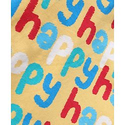 Babyhug 100% Cotton Knit Full Sleeves Night Suit With Happy Text Print - Yellow