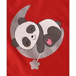 Babyhug Cotton Knit Full Sleeves Night Suit with Panda & Stars Print - Red