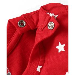 Babyhug Cotton Knit Half Sleeves Shorts Night Suit with Stars & Text Print - Red