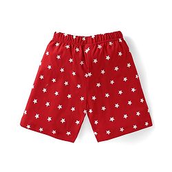 Babyhug Cotton Knit Half Sleeves Shorts Night Suit with Stars & Text Print - Red