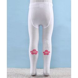 Cute Walk by Babyhug Knitted Antibacterial Footed Tights Floral Design - White