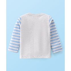 Babyhug Single Jersey Knit Full Sleeves Night Suit Elephant Printed - White & Blue
