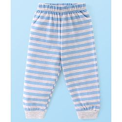 Babyhug Single Jersey Knit Full Sleeves Night Suit Elephant Printed - White & Blue