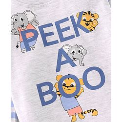 Babyhug Single Jersey Knit Full Sleeves Night Suit Elephant Printed - White & Blue