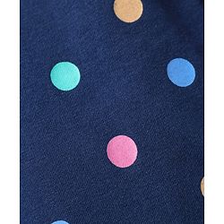 Babyhug Single Jersey Knit Full Length Lounge Pants Pack Of 2 with Polka Dots & Text Print - Pink Navy Blue