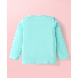 Babyhug Disney Single Jersey Knit Dungaree & Full Sleeves T-Shirt Set with Mickey Mouse Graphics - Aqua Blue