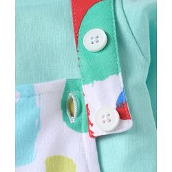 Babyhug Disney Single Jersey Knit Dungaree & Full Sleeves T-Shirt Set with Mickey Mouse Graphics - Aqua Blue