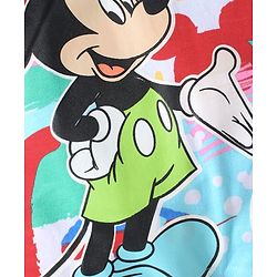 Babyhug Disney Single Jersey Knit Dungaree & Full Sleeves T-Shirt Set with Mickey Mouse Graphics - Aqua Blue