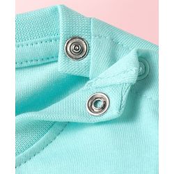 Babyhug Disney Single Jersey Knit Dungaree & Full Sleeves T-Shirt Set with Mickey Mouse Graphics - Aqua Blue