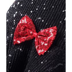 Babyhug Woven Sleeveless Party Wear Fit And Flare Dress With Sequin And Bow Applique -  Black