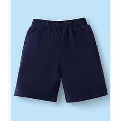 Babyhug Single Jersey Knit Half Sleeves Polo T-Shirt & Shorts Set with Patch & Tape Detailing - White & Navy Blue