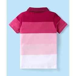 Babyhug Single Jersey Knit Half Sleeves Polo T-Shirt & Shorts Set With Color Block Design - Maroon