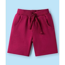 Babyhug Single Jersey Knit Half Sleeves Polo T-Shirt & Shorts Set With Color Block Design - Maroon
