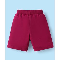 Babyhug Single Jersey Knit Half Sleeves Polo T-Shirt & Shorts Set With Color Block Design - Maroon