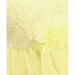 Babyhug Woven Sleeveless Party Dress with Floral  Embroidery on Yoke - Yellow