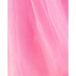 Babyhug Woven Half Sleeves Mesh Party Dress With 3D Floral Applique - Pink