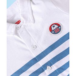 Babyhug Single Jersey Knit Half Sleeves Striped Shirts & Shorts Set - White & Blue