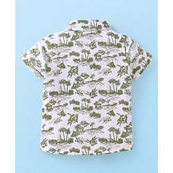 Babyhug Knitted Half Sleeves Shirt & Woven Shorts Set with Beach Theme Print - Green