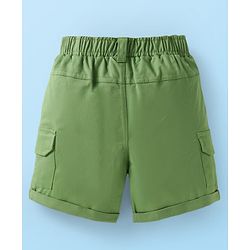 Babyhug Knitted Half Sleeves Shirt & Woven Shorts Set with Beach Theme Print - Green