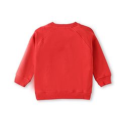 Babyhug Terry Knit Full Sleeves T-Shirt & Joggers  Set with Animal Applique - Red