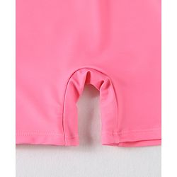 Babyhug Half Raglan Sleeves  Legged Swimsuit with Floral Print - Pink
