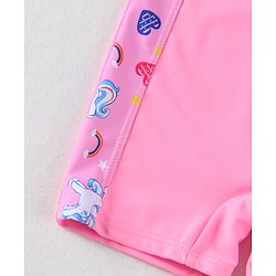Babyhug Half Raglan Sleeves Legged Swimsuit With Unicorn Print - Pink