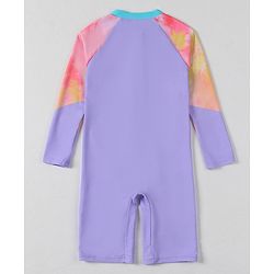 Babyhug Full Sleeves Legged Swimsuit Tie & Dye Print - Purple