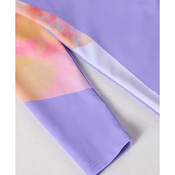 Babyhug Full Sleeves Legged Swimsuit Tie & Dye Print - Purple