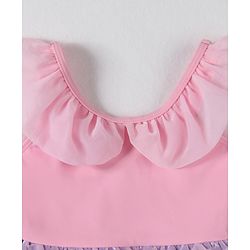 Babyhug Frill Sleeves Printed Frock Swimsuit - Pink (Color Print May Vary as Color Block Style)