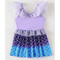 Babyhug Frill Sleeves Printed Frock Swimsuit - Pink (Color Print May Vary as Color Block Style)