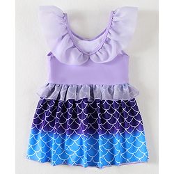 Babyhug Frill Sleeves Printed Frock Swimsuit - Pink (Color Print May Vary as Color Block Style)