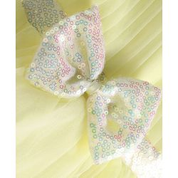 Babyhug Woven Sleeveless Party Dress With Lace & Sequin Detailing & Bow Applique - Yellow