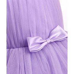 Babyhug Woven Sleeveless Fit & Flared Solid Mesh Party Dress with Bow Applique & Ruffles - Lavender