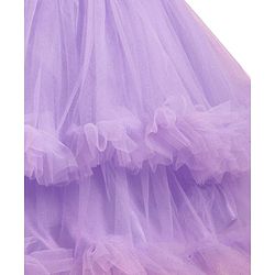 Babyhug Woven Sleeveless Fit & Flared Solid Mesh Party Dress with Bow Applique & Ruffles - Lavender