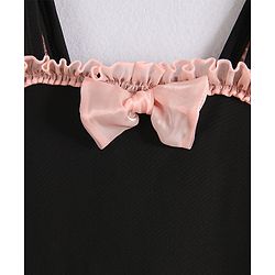 Babyhug Sleeveless V Cut Swimsuit with Frill & Bow Detailing - Black