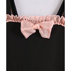 Babyhug Sleeveless V Cut Swimsuit with Frill & Bow Detailing - Black