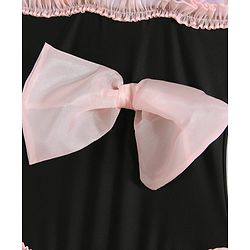 Babyhug Sleeveless V Cut Swimsuit with Frill & Bow Detailing - Black