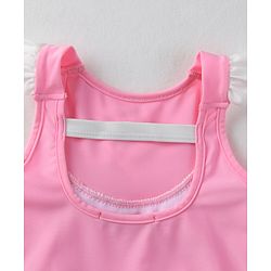 Babyhug Sleeveless  V Cut Swimsuit with Frill Detailing & Cap - Pink