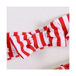 Babyhug Sleeveless V Cut Striped Swimsuit with Headband - Red