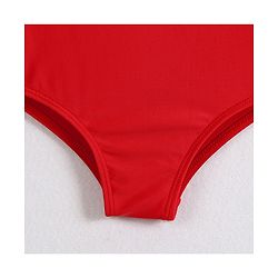 Babyhug Sleeveless V Cut Striped Swimsuit with Headband - Red