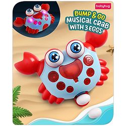 Babyhug Blue Crawling Crab Musical Toy with 3 Egg Release Function |Bump & Go| Interactive Early Learning Toy|3 Years+ Kids|Music & Lights|Hand Eye Co-ordination| Gifting Toy| BIS Certified