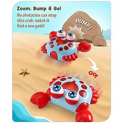Babyhug Blue Crawling Crab Musical Toy with 3 Egg Release Function |Bump & Go| Interactive Early Learning Toy|3 Years+ Kids|Music & Lights|Hand Eye Co-ordination| Gifting Toy| BIS Certified