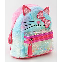 Babyhug Fashion Backpacks With Kitty Detailing - Light Blue & Pink