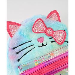 Babyhug Fashion Backpacks With Kitty Detailing - Light Blue & Pink