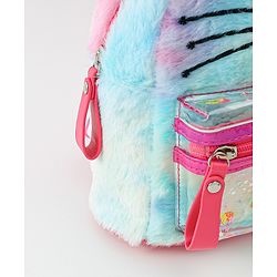 Babyhug Fashion Backpacks With Kitty Detailing - Light Blue & Pink
