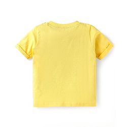 Babyhug Single Jersey Knit Half Sleeves T-Shirt & Shorts Set with Beach Theme Print - Yellow