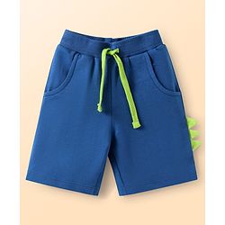 Babyhug Single Jersey Knit Half Sleeves Polo T-Shirt & Shorts Set with Stripes & Patch - Blue